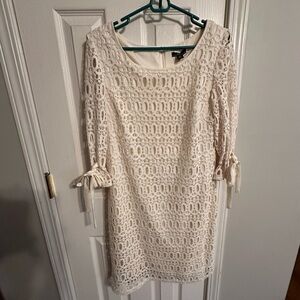 R&K Cream Long Sleeve Lace Dress